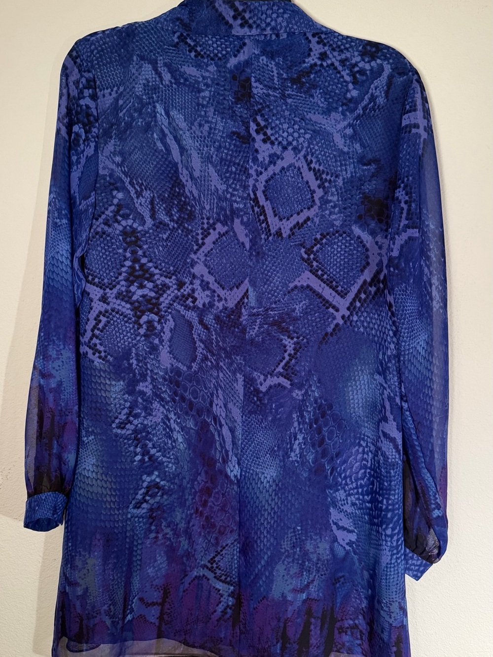 Atina Cristina Blue Purple Snake Print V Neck Tunic Dress - Picture 10 of 14
